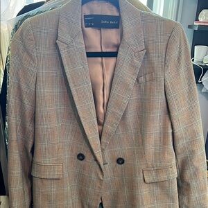 Zara Plaid Blazer in Brown and Gray
